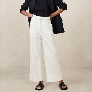 New With Tag Banana Republic Oceanside Wide-Leg Cropped Pant Iced Vanilla Ivory